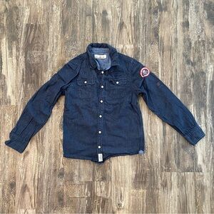 2/20 H&M Youth Medium 8/9 LOGG Jean button down shirt 3/4 sleeve